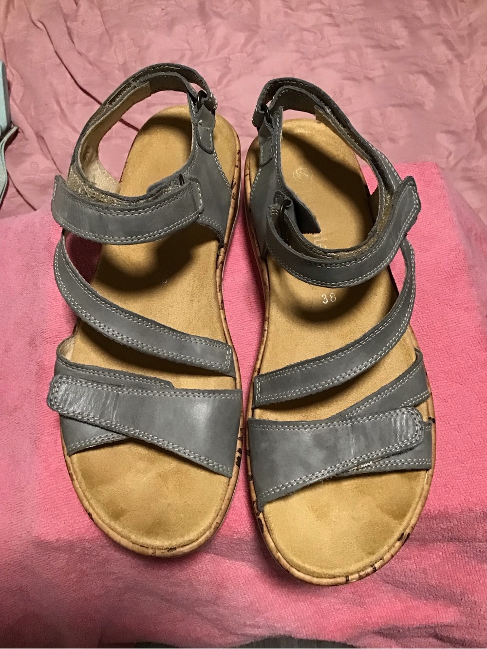 Remonte Gray Leather Strappy Sandals